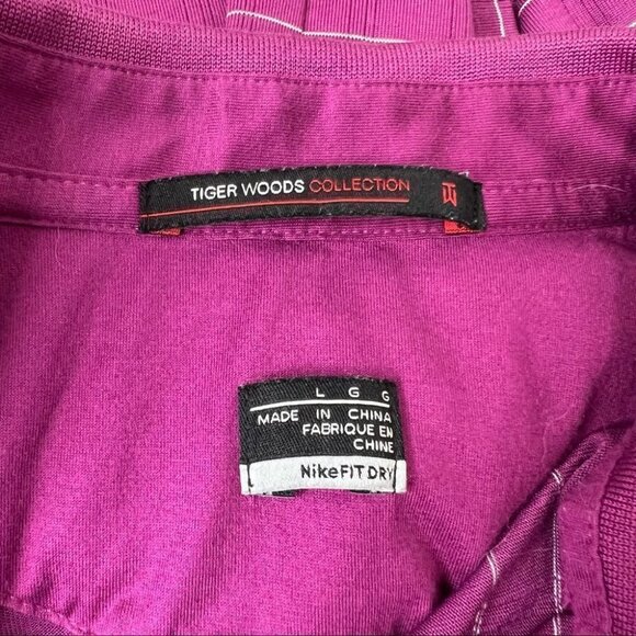 TIGER Woods Collection  Nike Dry Fit Purple Golf Polo shirt Size L - Picture 5 of 7